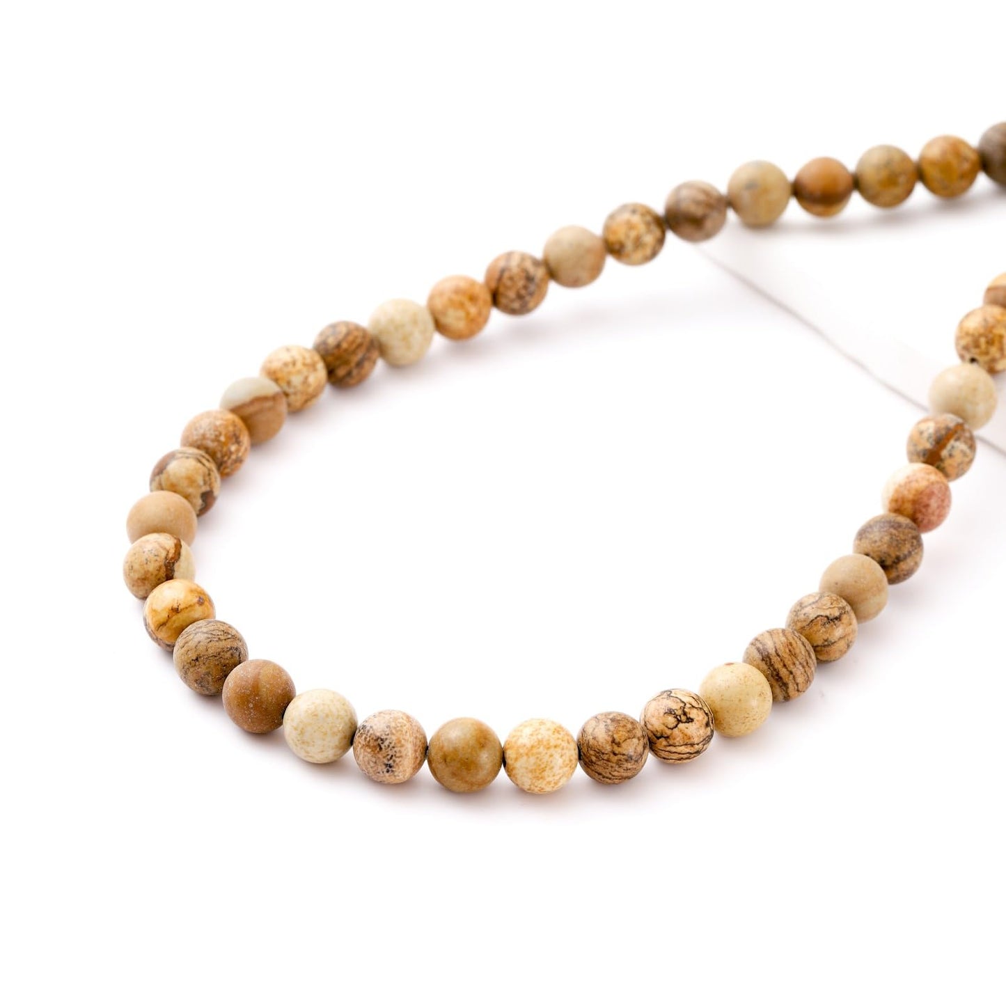 8mm 45pcs DIY Natural Brown Picture Stone Beads Round Healing Crystal Gemstone Loose Beads for Jewelry Making Handmade Bracelet Necklace