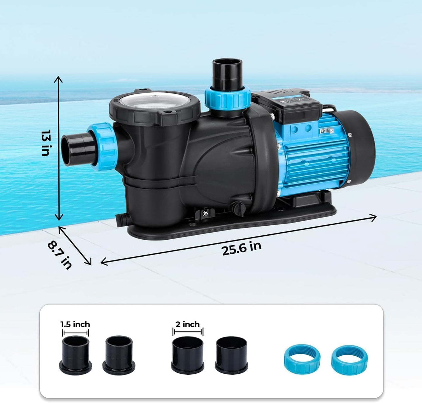 BOMGIE In/Above Ground Pool Pump, High Flow Powerful Self Priming Pool Pump, 2.2HP 6950 GPH 220V