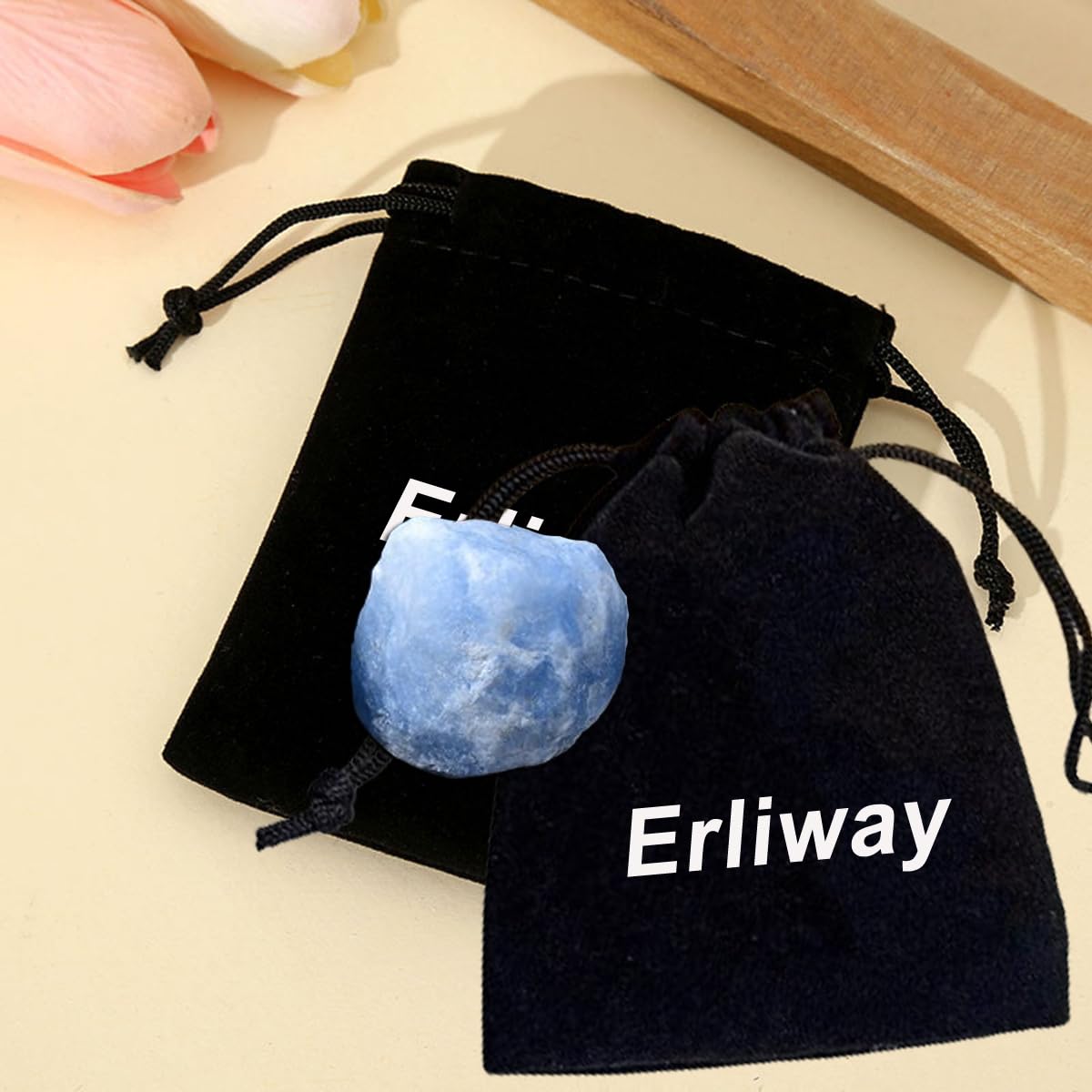 Erliway 1.25-2" Blue Calcite Raw Stone and Healing Crystals, Natural Rough Stone for Tumbling, Cabbing, Fountain Rocks, Decoration, Raw Crystal and Healing Stones for Polishing, Wicca & Reiki