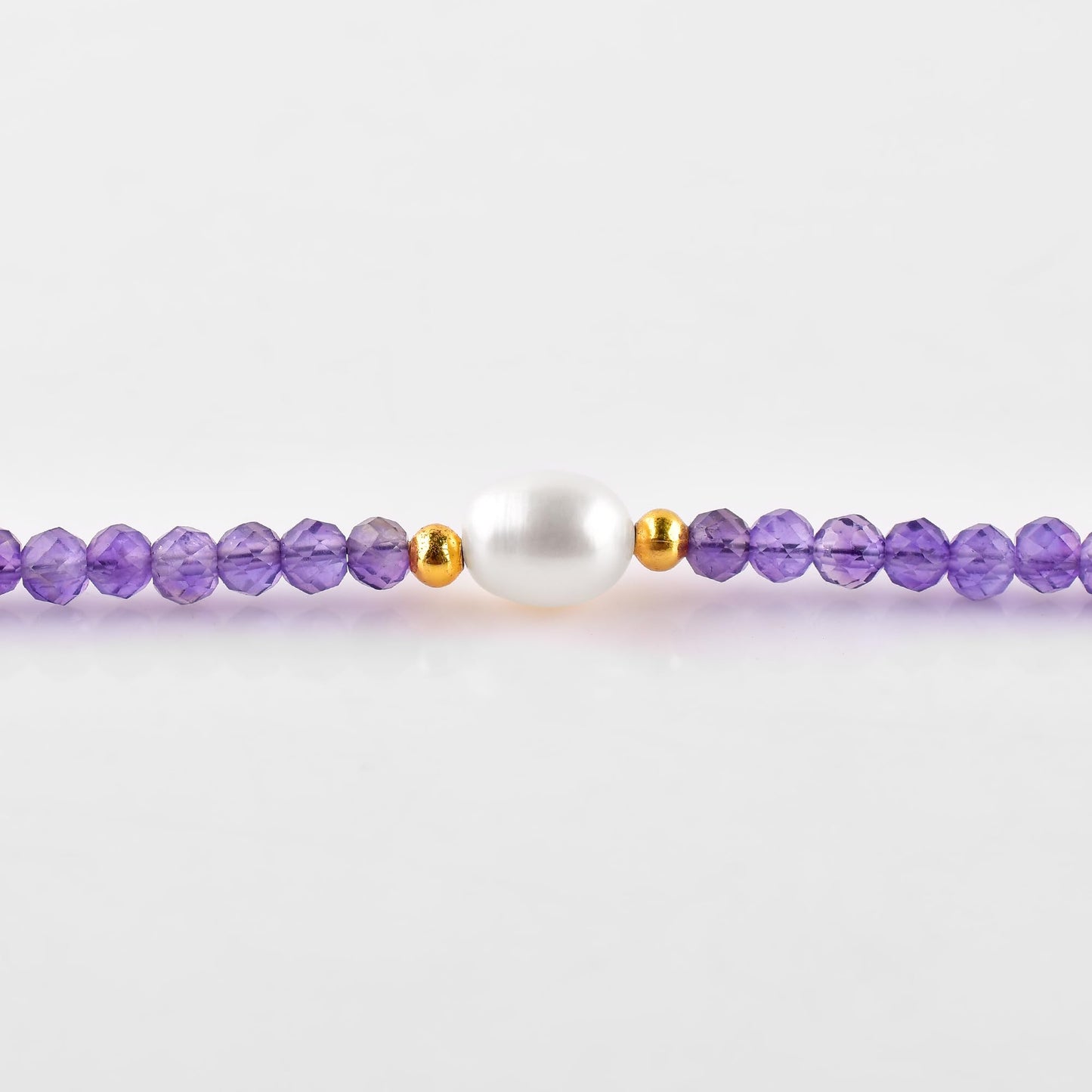InfinityGemsArt Amethyst Bracelets For Women, February Birthstone Natural Purple Stone, Chakra Healing Crystal Freshwater Pearl Beaded Minimalist Lightweight Everyday Wear Jewelry, Gold Plated Chain 8 Inch