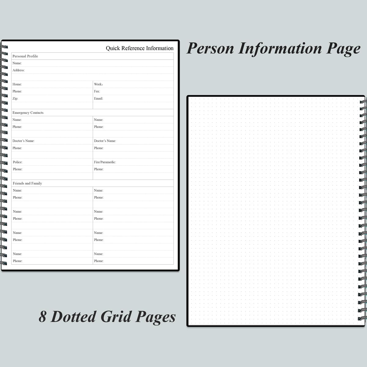 Daily Planner Undated - A4 To Do List Notebook Hourly Schedules, Spiral Appointment Planner for Women and Men,PVC Hardcover, Inner Pocket, Elastic Closure, 8.5" x 11", Black