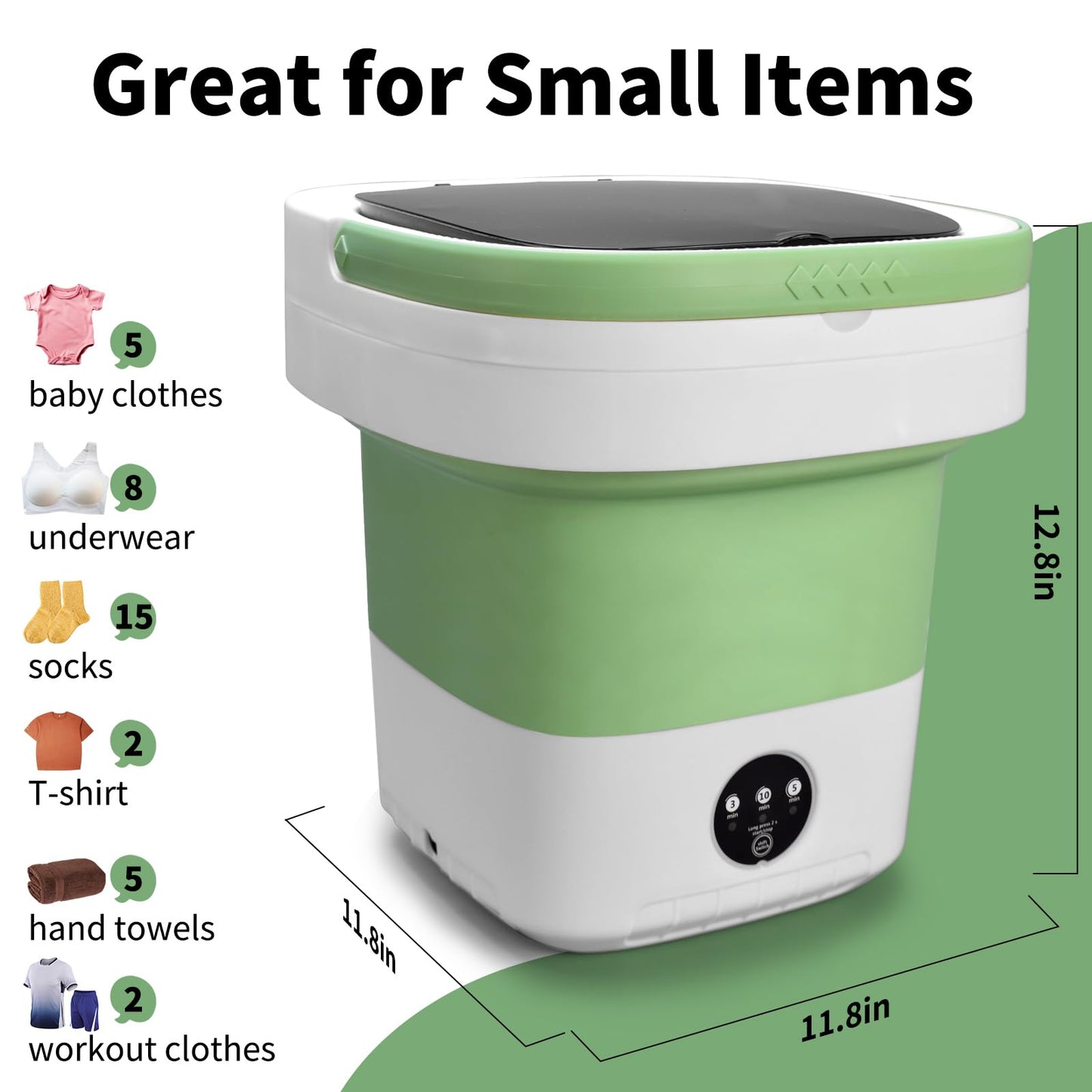 Portable Washing Machine, 20L Foldable Mini Washer and Dryer with 3 Modes Deep Cleaning, Upgraded Small Collapsible Laundry for Hotel, Apartment, Home and Travel