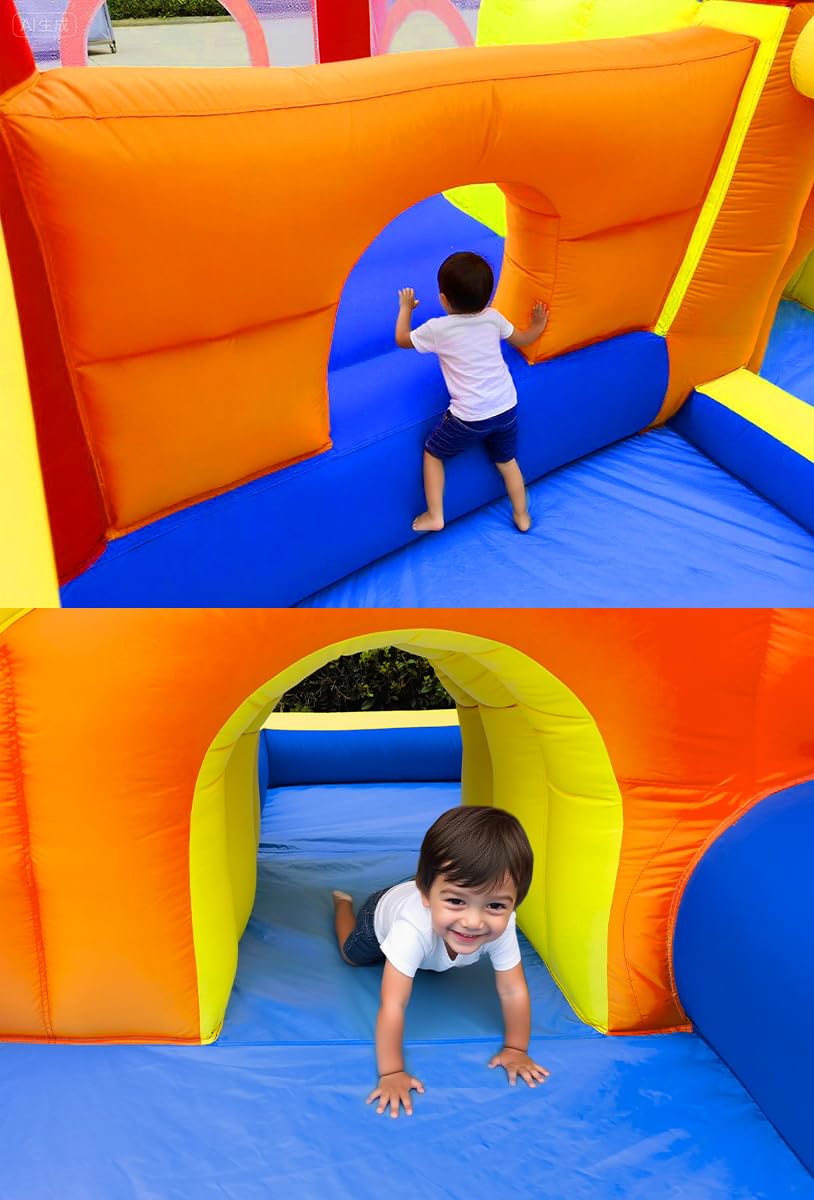 Umbalir Bounce House, Inflatable Bounce House for Kids 3-10, Kids Bounce House with Long Slide, Ball Pit/Pool, Obstacles, Tunnel, Climbing Wall, Bouncy House Indoor & Outdoor Toddler Bouncy Fun