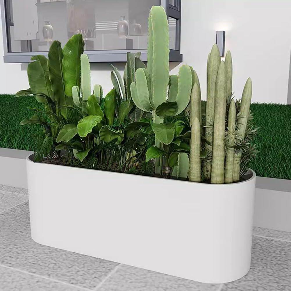 Sions Freestanding Planter Garden Beds, Outdoor Galvanized Planter Raised Garden Boxes, Raised Vegetable Gardens and Balcony Plant Tray Planting Beds,White 50cm*30cm*50cm