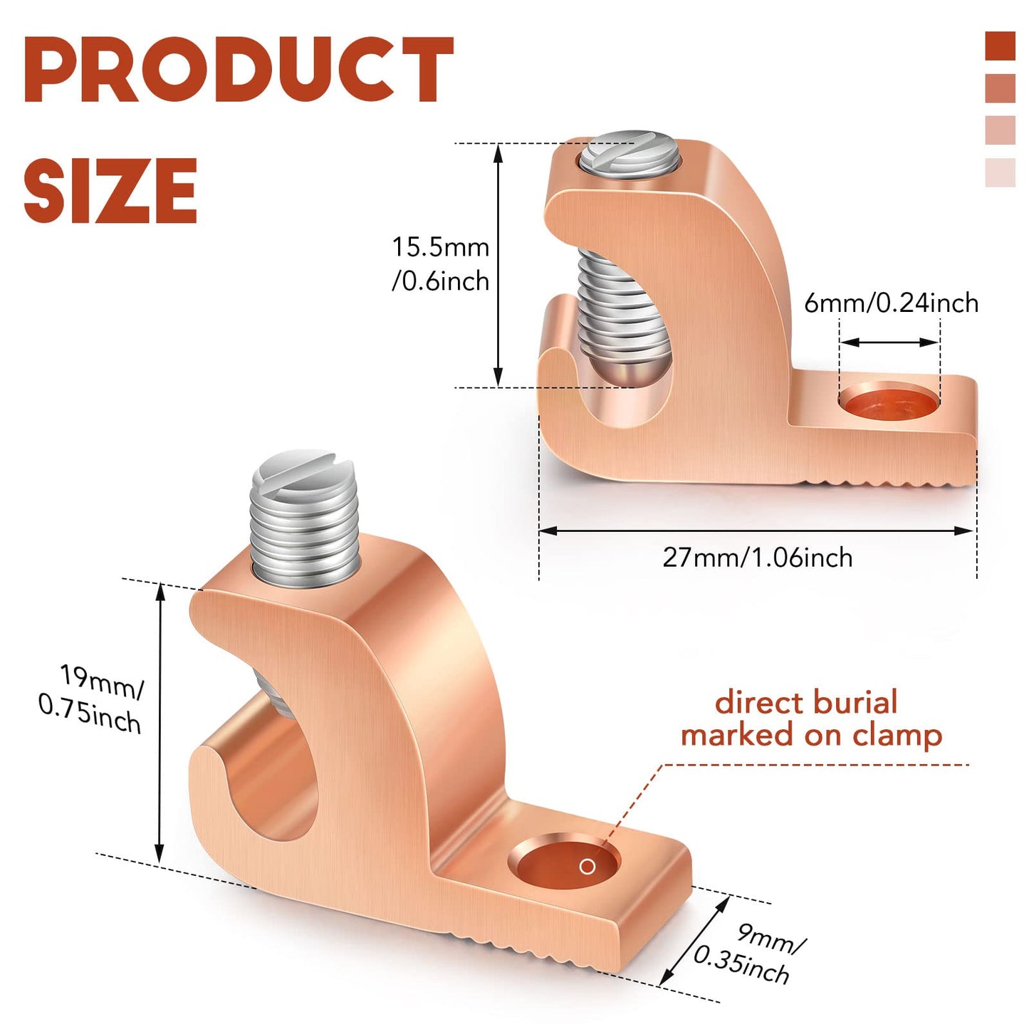 Landhoow 10 Pack Lay in Connector Pool Bonding Lug Copper Conductor Lay in Connector Copper Lay in Lugs AWG for Grounding Swimming Pool and Conduits, 4-14 Wire Range