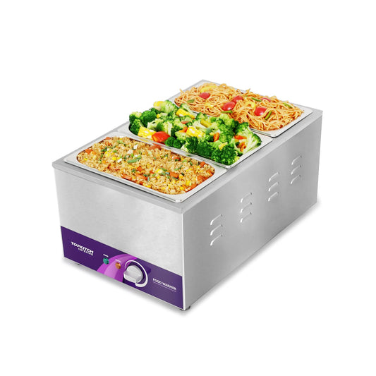 TOPKITCH ETL Listed 3-Pan 18L Commercial Food Warmer with Non-Leakage Stretch-Forming Water Tank &3 of 1/3 Size GN Pan,Countertop Soup Station Bain Marie Steam Table For Buffet,Parties and Restaurants