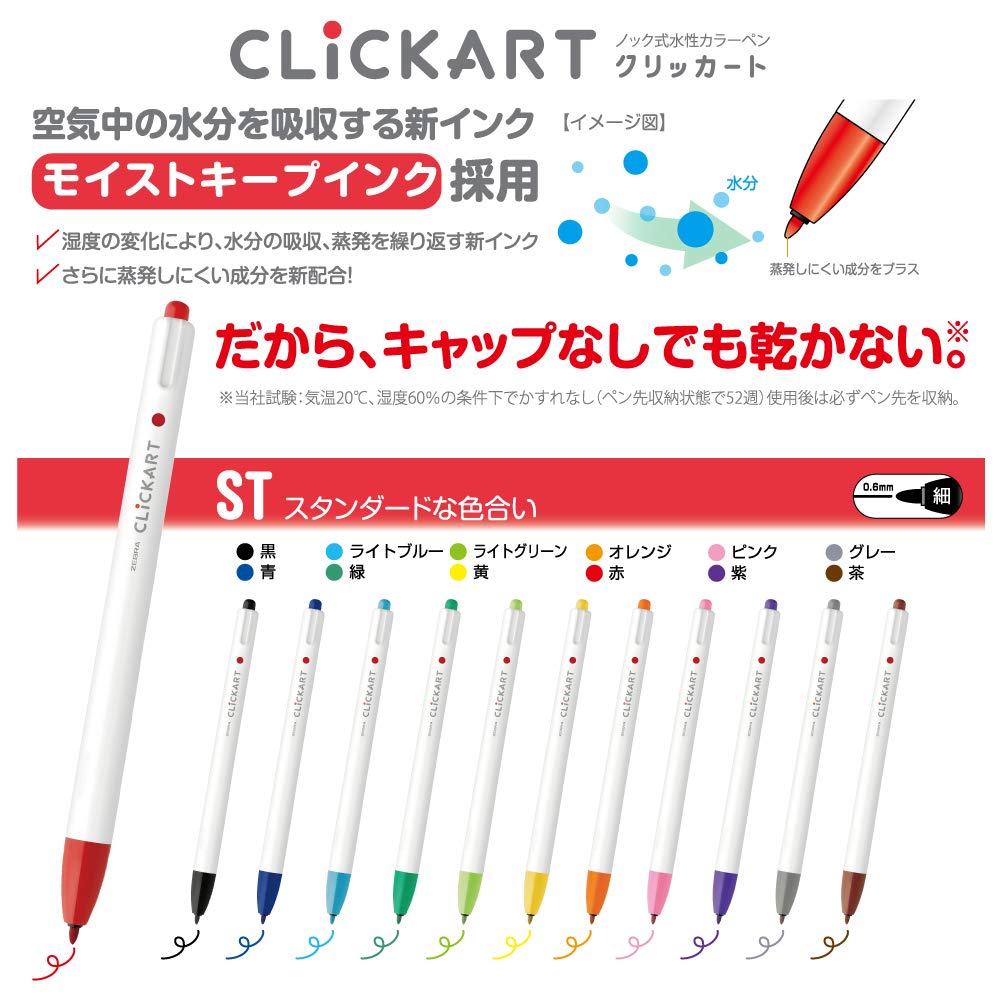 Zebra WYSS22-36C-N Clickart Water-Based Markers, 36 Colors, Case Included