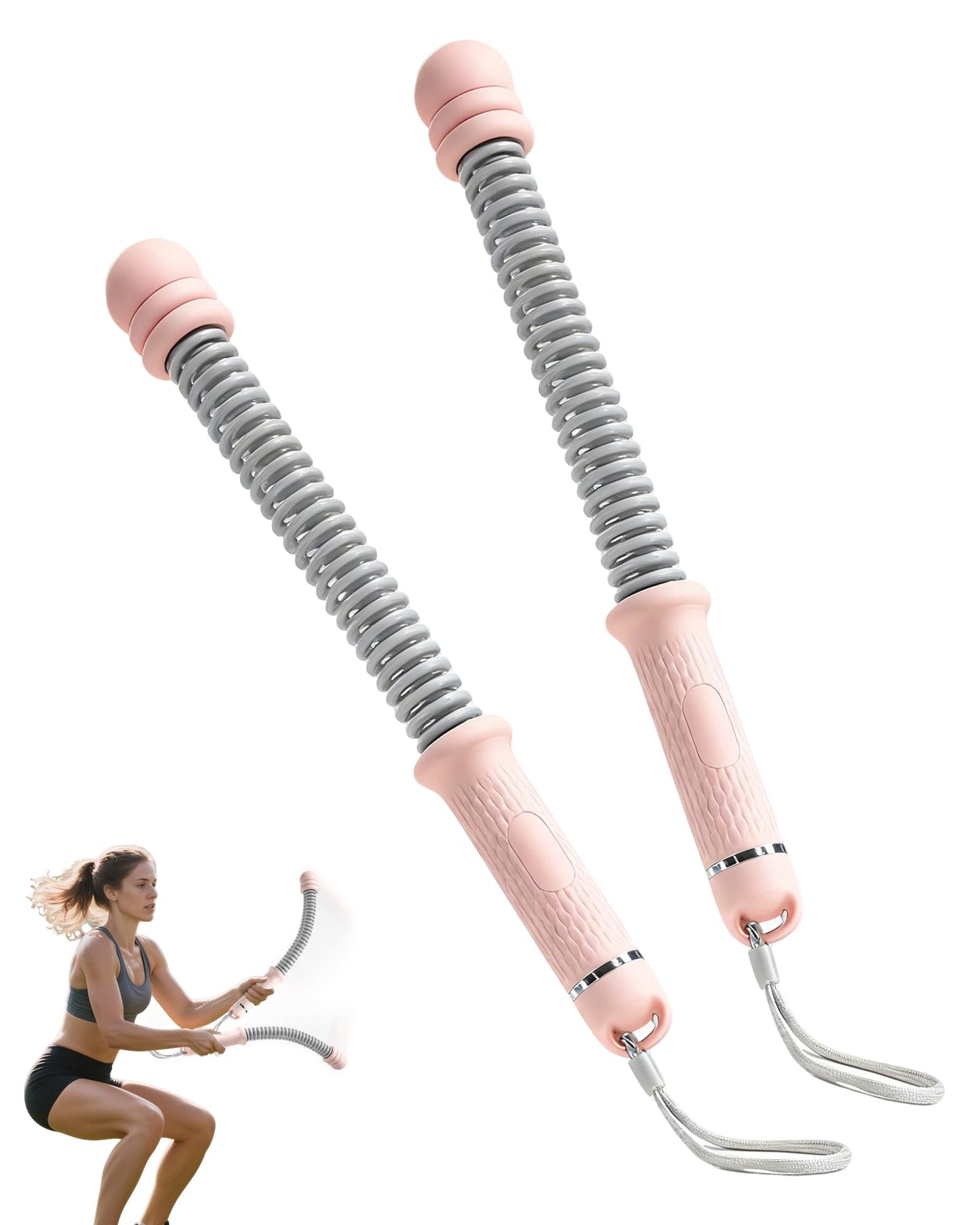 Ropeless Battle Ropes- Adjustable Portable Low-Impact Workout Equipment for Home Gym, Fitness Equipment for HIIT, Cardio & Muscle Training, Fat Burning for Men, Women & Fitness Enthusiasts (Pink)