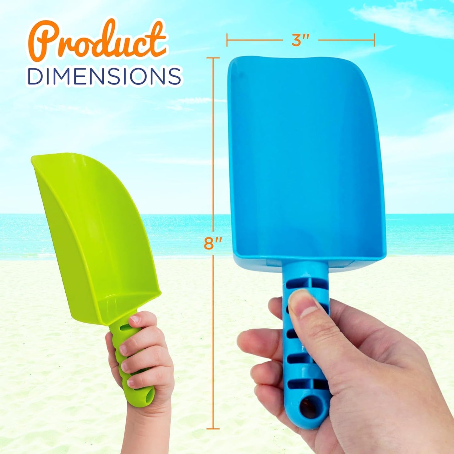 4E's Novelty Sand Shovel for Kids Bulk, 12 Pack Heavy Duty Plastic Beach Shovels - for Planting, Toddler Digging & Garden Tool, Sandbox Toys, End of Year Student Gifts from Teacher