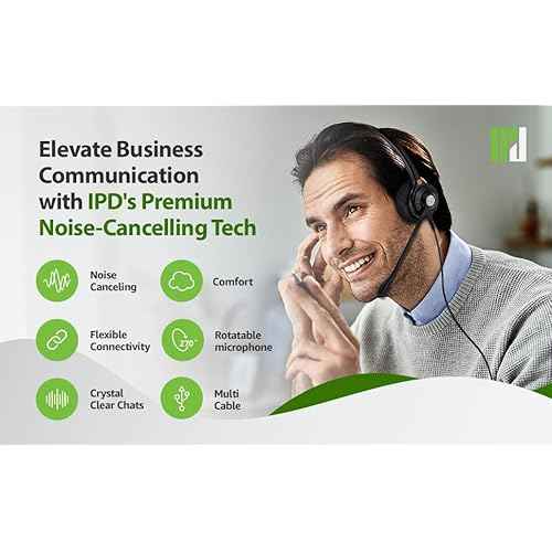 IPD Phone Headset for Office and Call Center Wired QD to RJ9 IPH-210 monaural-Compatible with with-Comapatible with Cisco landline Phones-7800/7900/8800/6945 Series