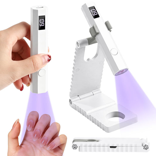 YSC Handheld UV Light for Gel Nails, Mini Portable Cordless UV Pen Light for Nails with Stands and LCD Display, Fast Flash Curing Nail Dryer for Home Salon & DIY Manicure