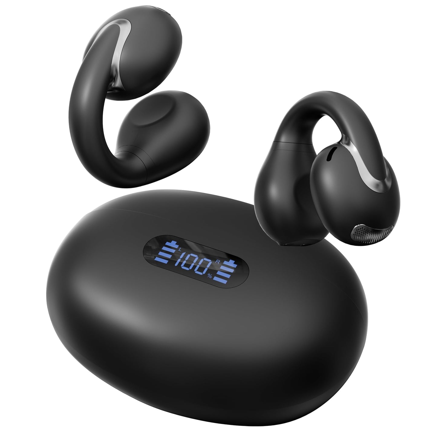 AI Language Translation Earbuds Real Time, IAMJOY Language Translator Earbuds Open Ear Clip-On Design, 163 Language & Accents Two-Way Translator Device with APP for Travel Learning Business, Black