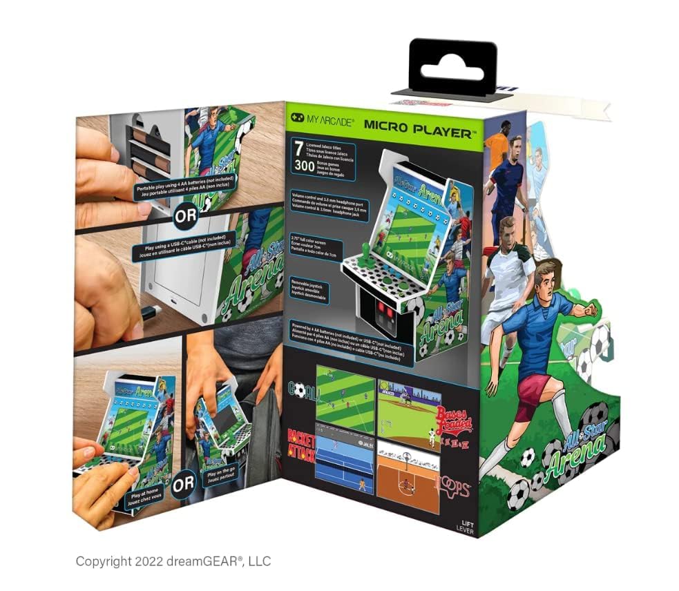 My Arcade All Star Arena Micro Player- Fully Portable Mini Arcade Machine with 307 Retro Games, 2.75" Screen,White