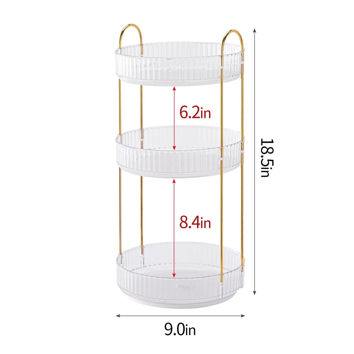 360° Rotating Makeup Organizer for Vanity - 3 Tier Perfume Organizer with Large Capacity - Skincare Organizer for Bathroom Counter - Space-Saving Cosmetic Storage for Dresser Countertop (Clear)