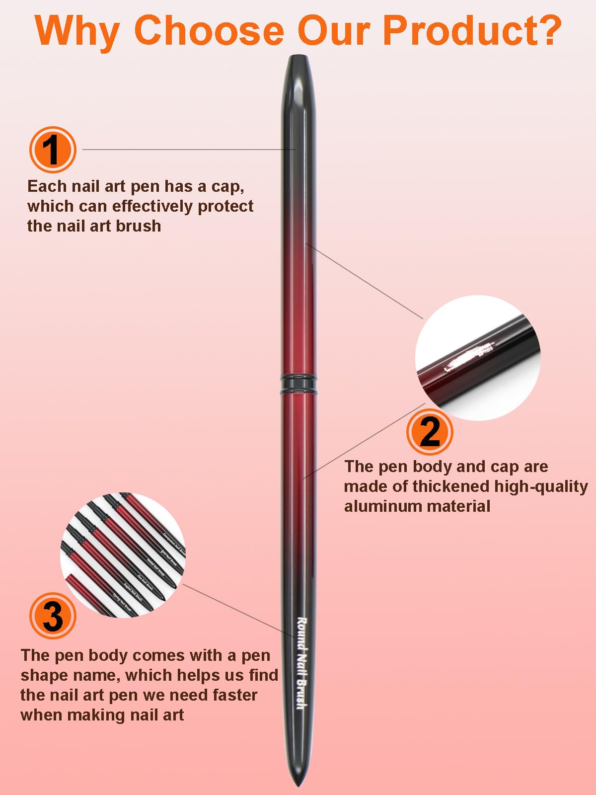 MYR 6Pcs Metal Nail Art Brushes and 2Pcs Nano Nail Files are suitable for Drawing Thick Lines, Painting Petals, Applying Phototherapy Gel, Halo Dyeing and other Personalized Nail Enhancement Designs