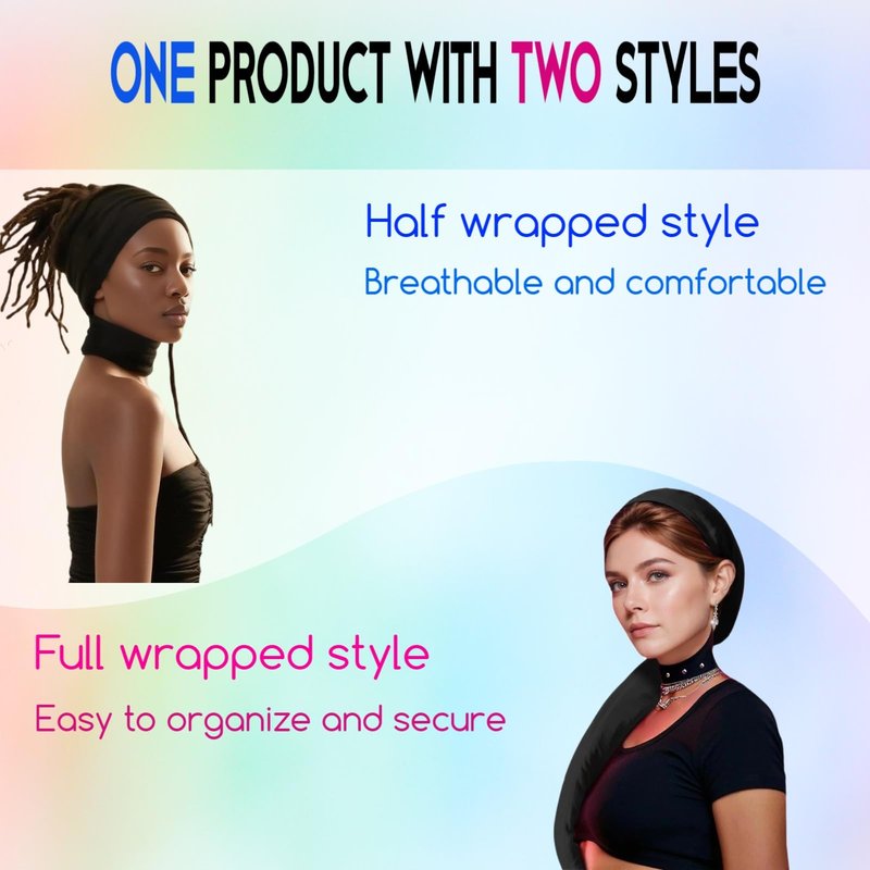 2 Pack Hair Weave Sleeve for Locs, 27.6" Extra Long Stretchy Sleeve for Braids, Dreadlocks & Twists, Adjustable Drawstring Design, Breathable Hair Sleeve for Daily Wear, Workout & Sleep(Brown)