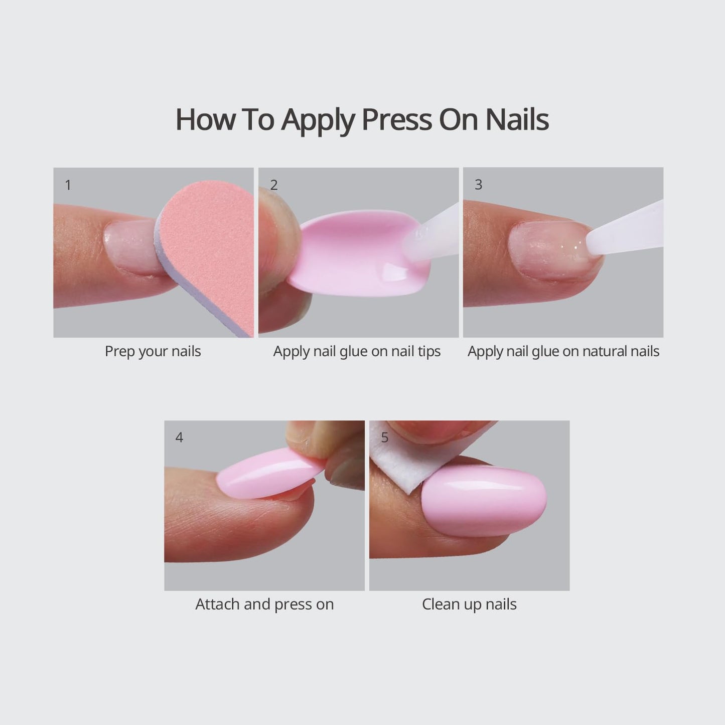 BTArtbox Press On Nails Short - Pastel Light Blue Almond Press On Nails with Glue for Women, Opaque Soft Gel Glue On Nails in 16 Sizes - 32 Stick On Nails Kit, Sky Dash