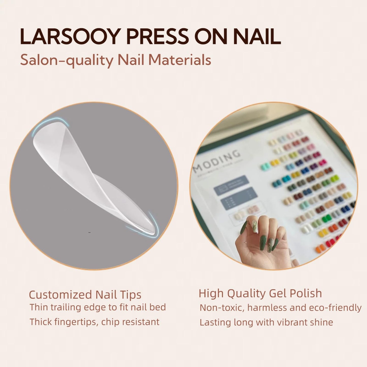 Larsooy Handmade Reusable False Nails | Medium Long Coffin Style with Butterflies and Flowers Pattern | 10 Pcs (Flower Field, M)