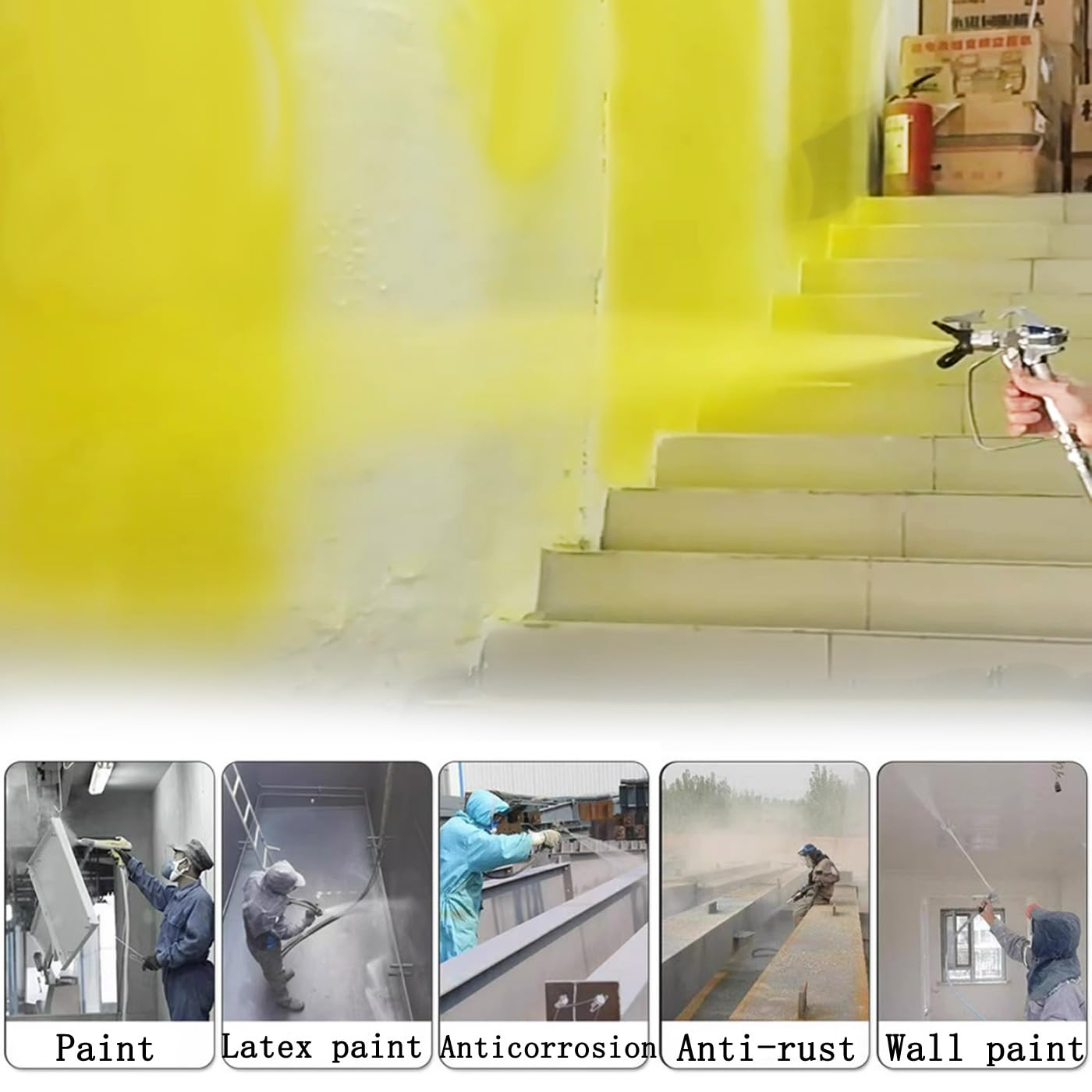 INTBUYING 395 Airless Paint Sprayer, 2200W High Efficiency Electric Airless Paint Sprayer, 3300PSI Cart Thinning-Free Airless Sprayer with Spray Gun 110V for Home, Commercial Use