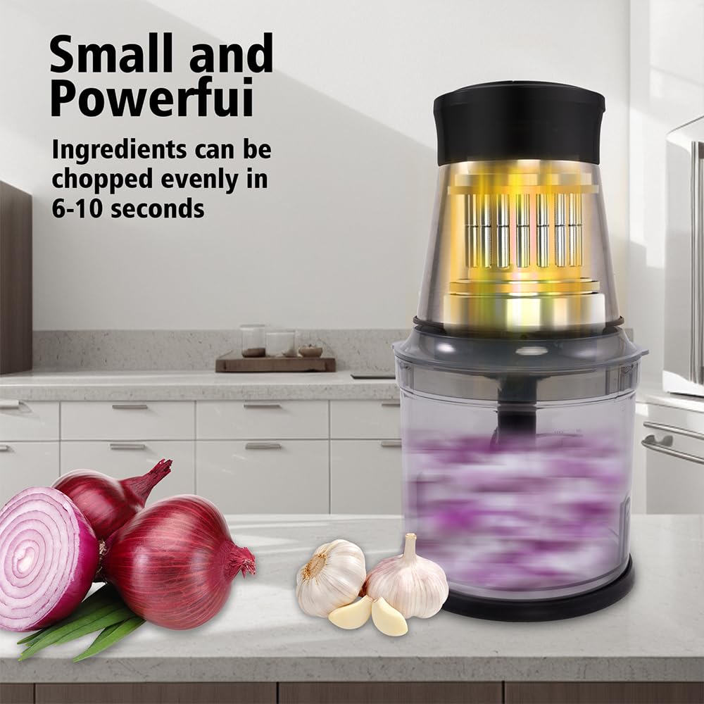 Mini Small Food Processor 4 Cup,Meat Grinder with 2 Bowls,Electric Food Chopper,Powerful Motor 2 Speed & 4 Blades for Baby Food,Meat,Onion,Vegetables,Fruits