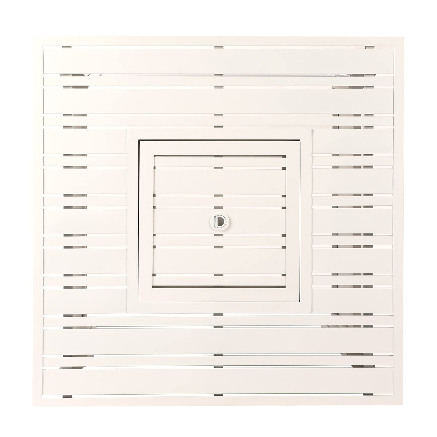 Square 32 in. x 32 in. Aluminum Propane Fire Pit Table with Glass Beads, Two Covers, Lid, 37,000 BTUs in White Finish