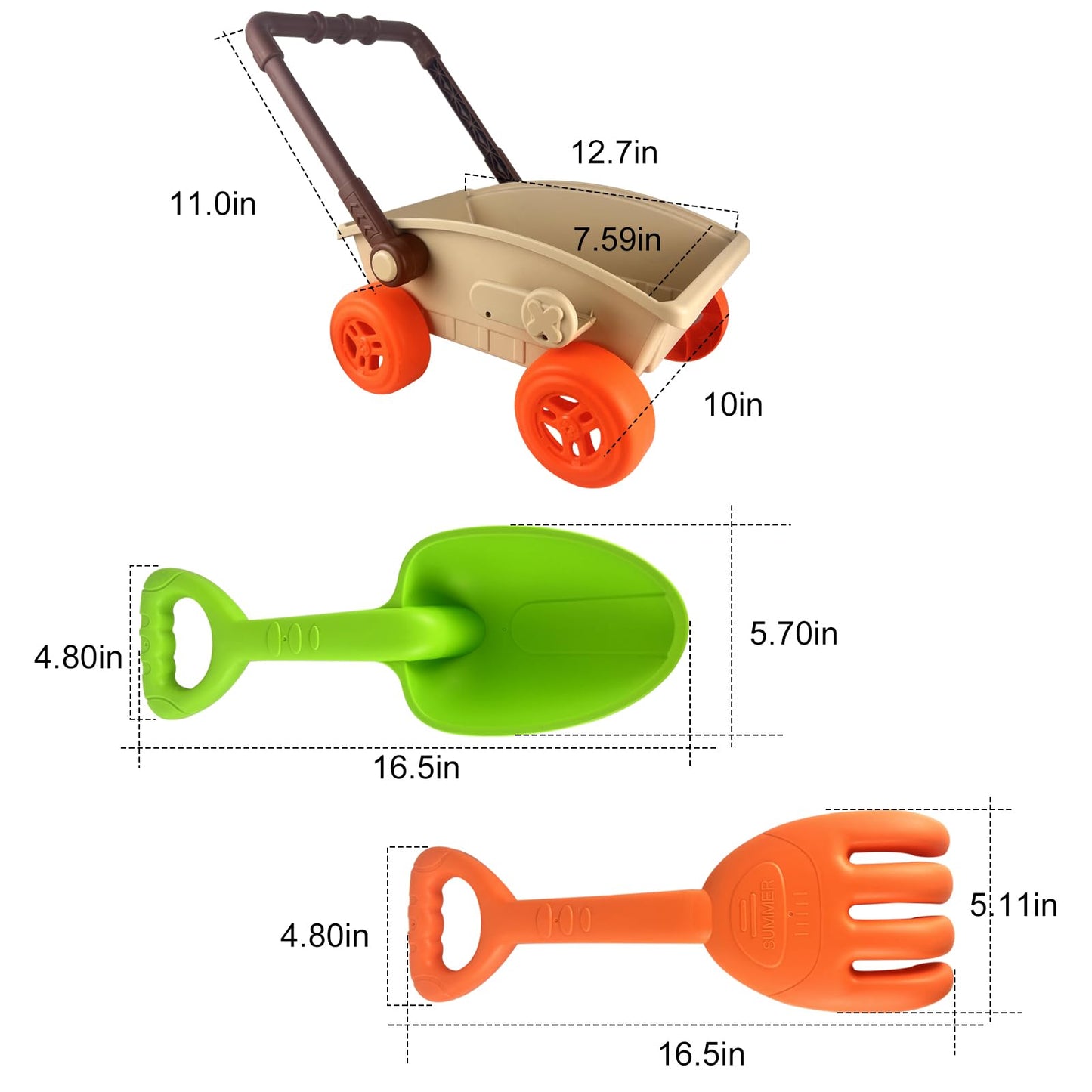 IOKUKI 19 PCS Sand Toys with Extra Large Mesh Bag Including Sand Wagon, Water Wheel, Large Shovels & Rakes, Molds, Castle Kit, Outdoor Beach Toys Tool Set for Kids, Toddlers, Boys and Girls Age 3+