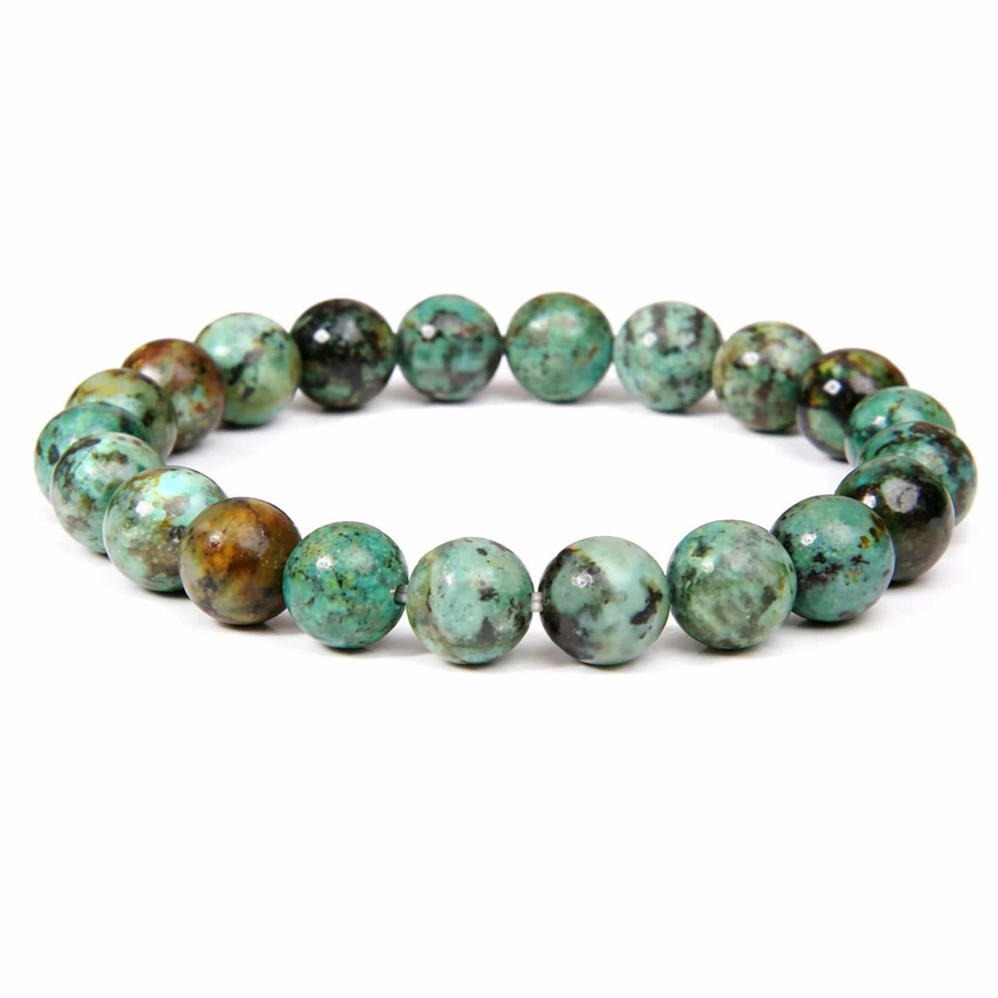 Elm City Direct 8mm Natural Stone Beaded Bracelet – Unisex Crystal Stretch Bracelets for Men & Women, Chakra & Healing Jewelry, Gift-Ready Beaded Bracelets (African Turquoise, 8mm)