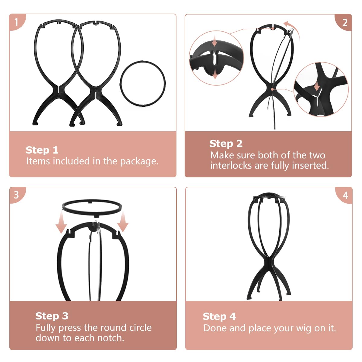 Dreamlover Wig Stand, Wig Head Stand for Wigs, Purple, 3 Packs