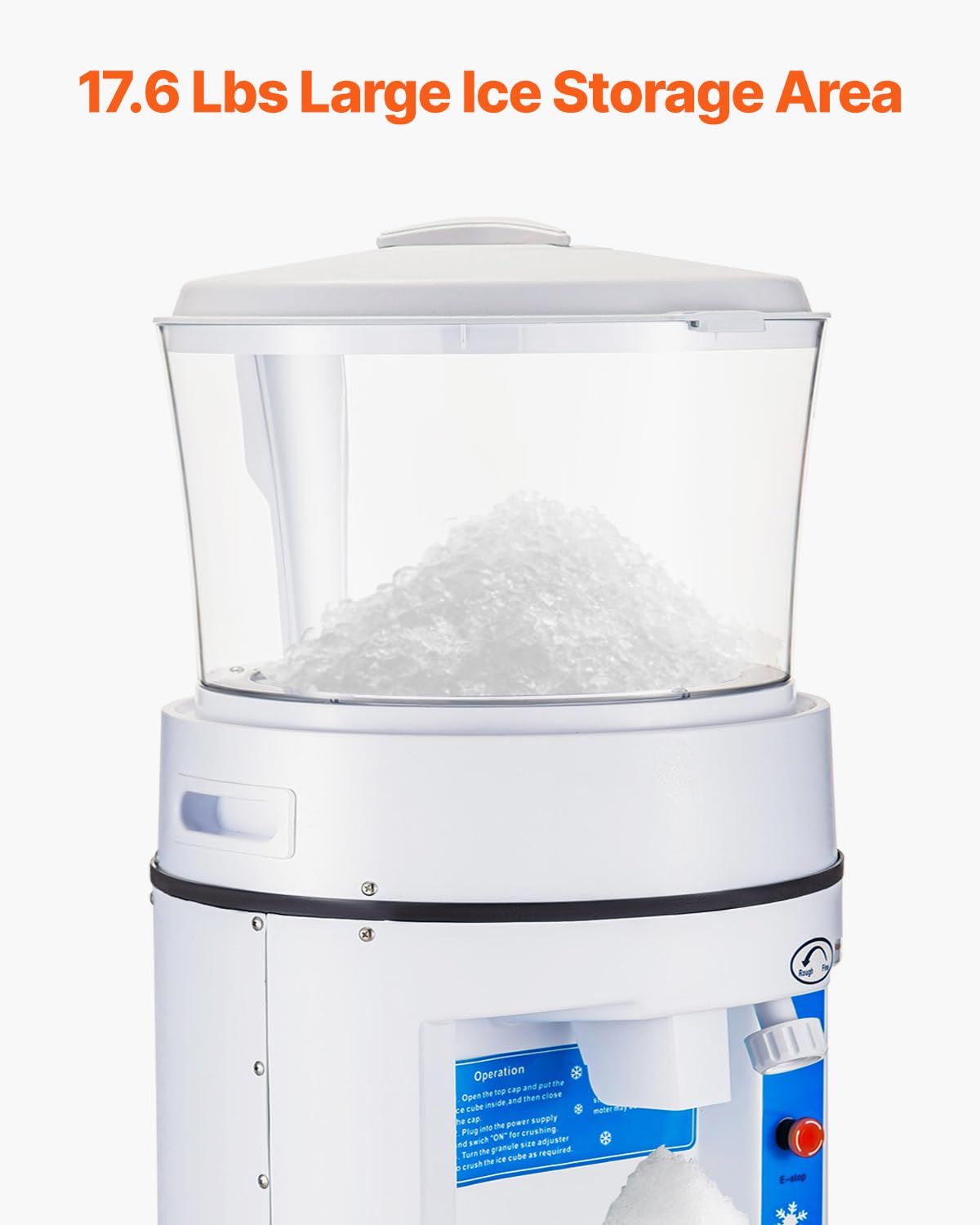 VEVOR Commercial Ice Crusher Shaver, 1100LBS/H Snow Cone Machine with 17.6LBS Hopper, 350W Tabletop Electric Ice Shaver with Stainless Steel Blade, Perfect for Restaurant Bar Parties Events