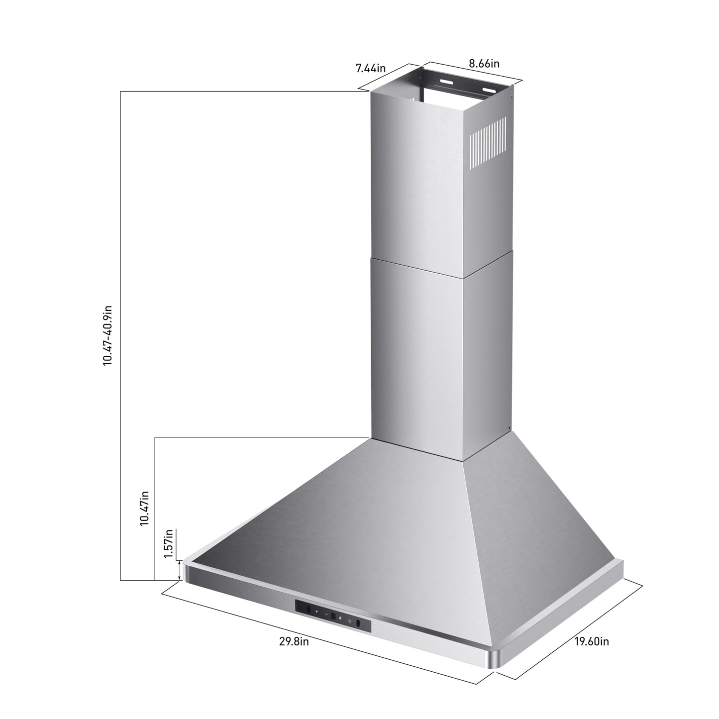 EVERKITCH Wall Mount 30inch Range Hood with 900CFM, Dual Fans, 3-speed Gesture Sensing & Touch Control, Ducted and Ductless Stainless Steel Kitchen Vent Hood with Permanent Baffle Filters