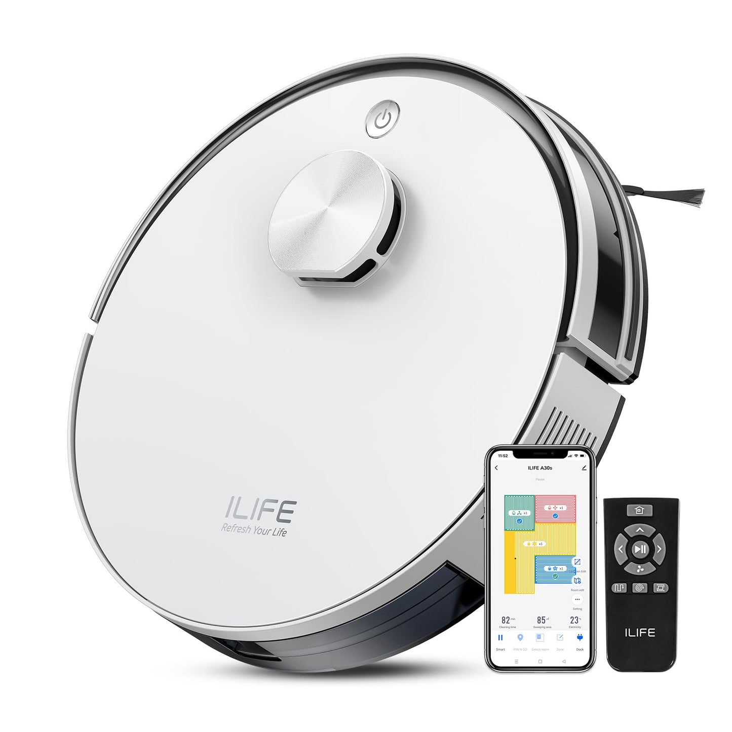 ILIFE A30s Robot Vacuum Cleaner, 10000Pa Max Suction Power with Lidar Navigation, Home Mapping, No-Go Zone, 150 Mins Max, 2.4G WiFi/App/Alexa/Remote Control, for Hard Floor, Carpet and Pet Hair