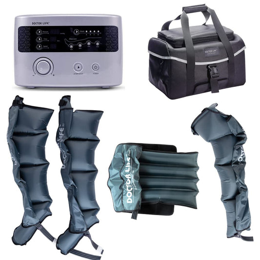 DOCTOR LIFE LX9max Full Body (A) - Sequential Air Compression Recovery System : Device + Legs (2XL) + Arm + Waist + Bag