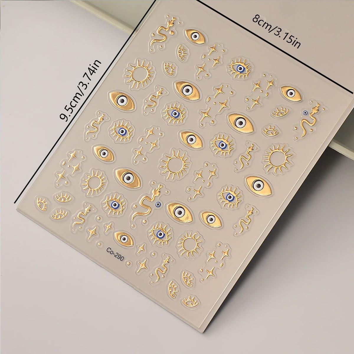 Gold Evil Eye Nail Art Stickers 3D Gold Nail Stickers Star Snake Nail Decals Gold Stickers for Nails Designs Self-Adhesive Nail Art Supplies for Women Girls DIY Manicure 1 Sheets