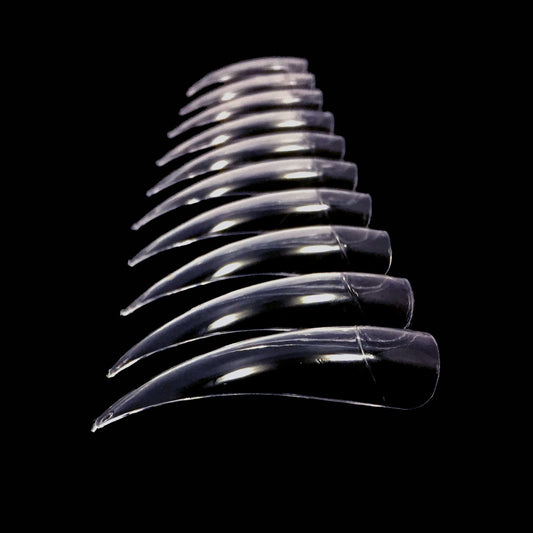Long Sharp Stiletto Nail Tips with Deep Curve for Nail Art, False, Artificial, Acrylic, Drag Queen Nails, Nail Gloves and Cosplay Claws