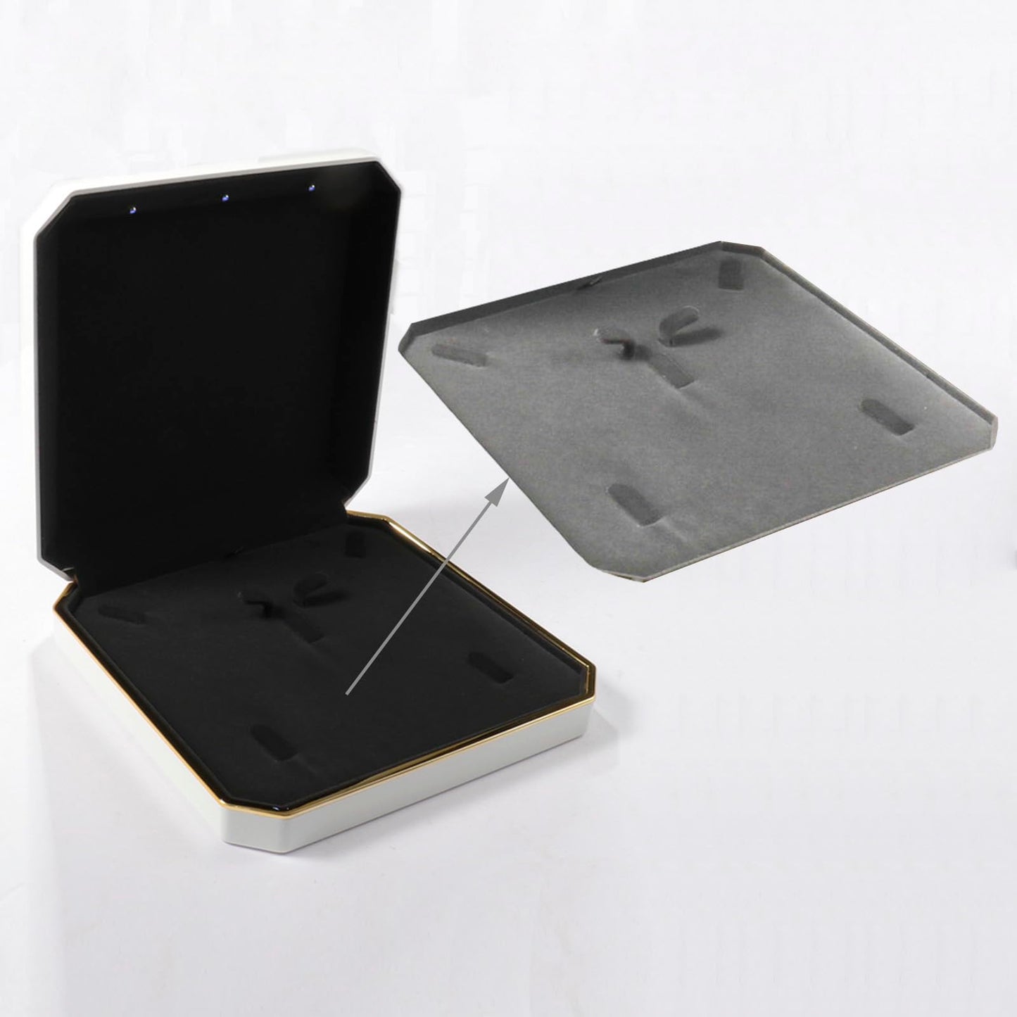 HSLFUAI Large Necklace Box, Necklace Gift Box with Led Light,Jewelry Box for Necklace,Jewelry Gift Box for Wedding, Birthday, Valentine' Day, Mother'S Day, Christmas