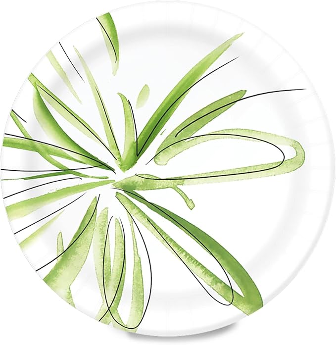 Amazon Basics Everyday Disposable Paper Plates, 10 Inch, Microwave-Safe, Cut Resistant, Soak-Proof, 100 Count