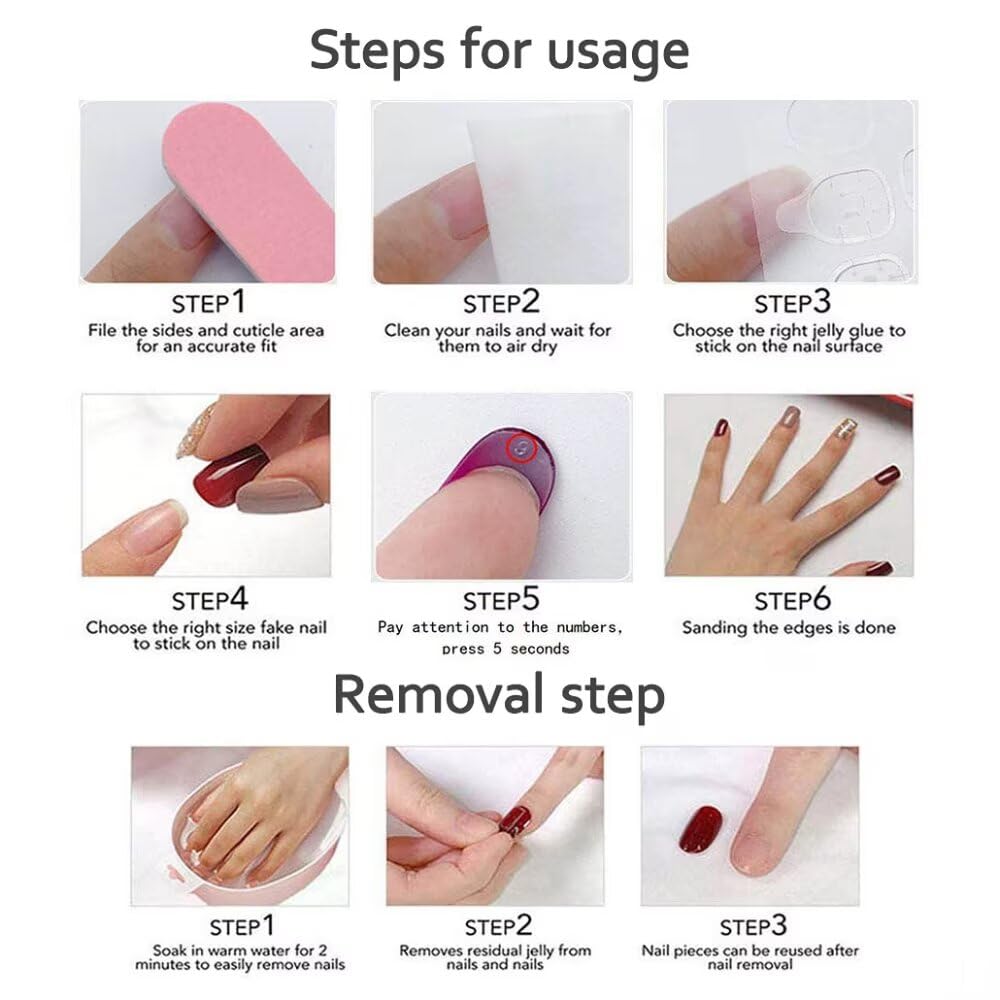 Handmade Press On Nails - MAGLFELL Spring Nails Almond False Nails, 3D Pink Carving Floral and French Design, 10Pcs Reusable Acrylic Fingernail Salon Artificial Nails Kit (Size M)