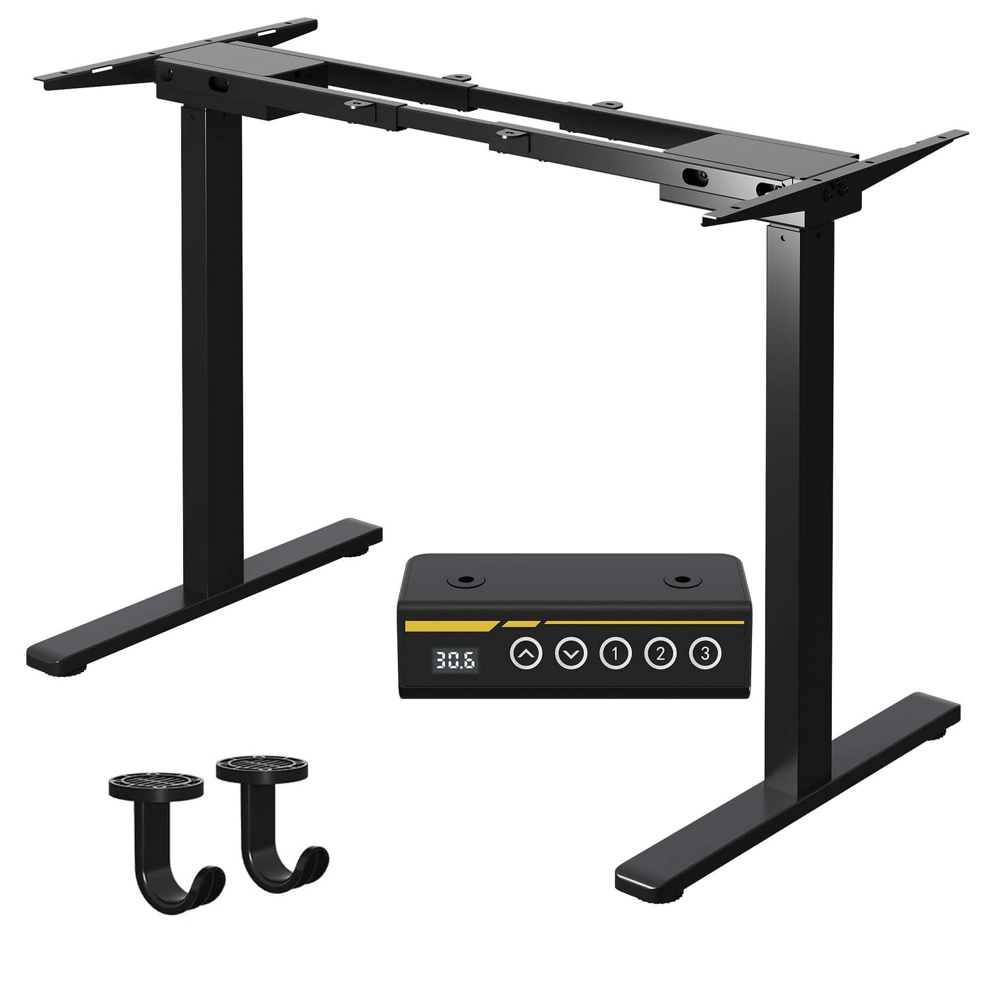 Gamork Dual Motor Electric Standing Desk Frame,Adjustable height and length,The maximum size it can accommodate is 63*28 inches for the tabletop,3 Preset Heights,Rated for 264 pounds of weight.Black
