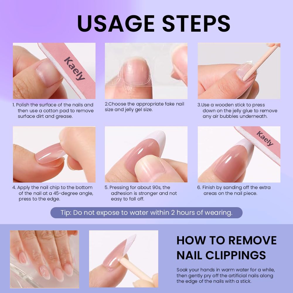 evpct Nude White Ombre Glazed Press On Nails Short Oval No Glue, Glazed Glossy Aurora Stick on Nail for Women, Reusable Full Cover Soft Press on Fake Nail Perfectly Fit with Ombre Design Salon-quality