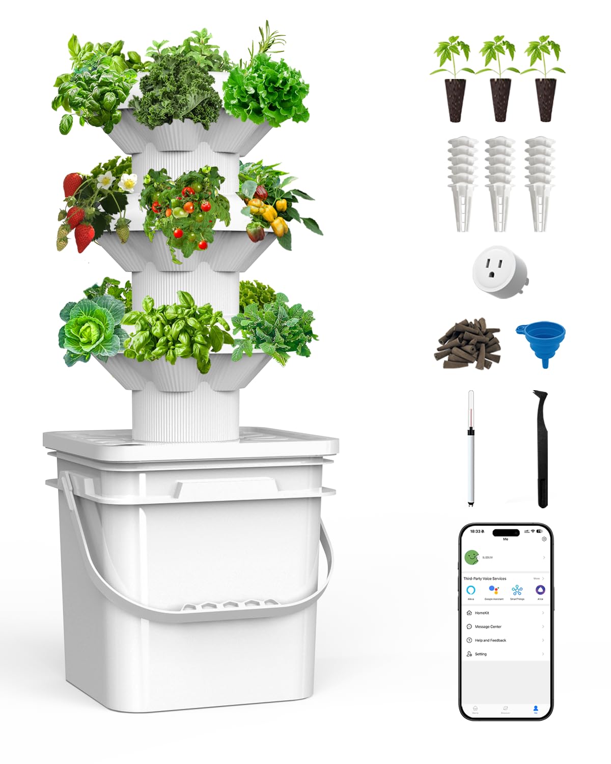 18 Plants hydroponic Growing System kit, hydroponic Tower Indoor Garden, 10-Liter Large-Capacity Water Tank Circulation, soilless Planting Vegetables and Fruits,Suitable for Indoor and Outdoor