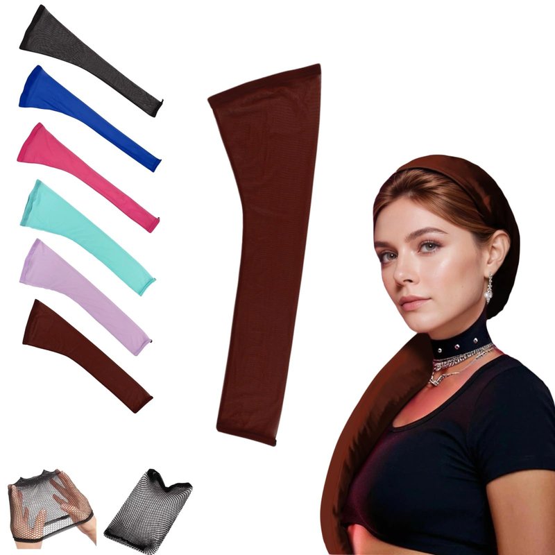 2 Pack Hair Weave Sleeve for Locs, 27.6" Extra Long Stretchy Sleeve for Braids, Dreadlocks & Twists, Adjustable Drawstring Design, Breathable Hair Sleeve for Daily Wear, Workout & Sleep(Brown)