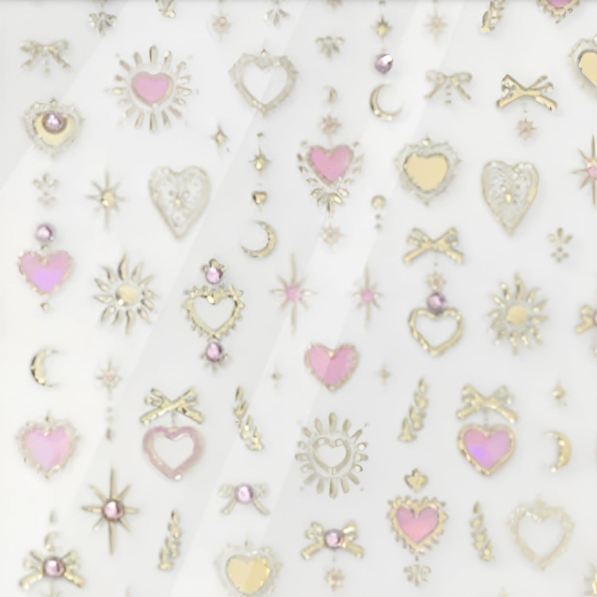 Star Nail Art Stickers 5D Embossed Moon Heart Nail Decals Pink Gold Nail Stickers for Nail Art Rhinestone Nail Design Supplies for Women Girls DIY Acrylic Nails Accessories