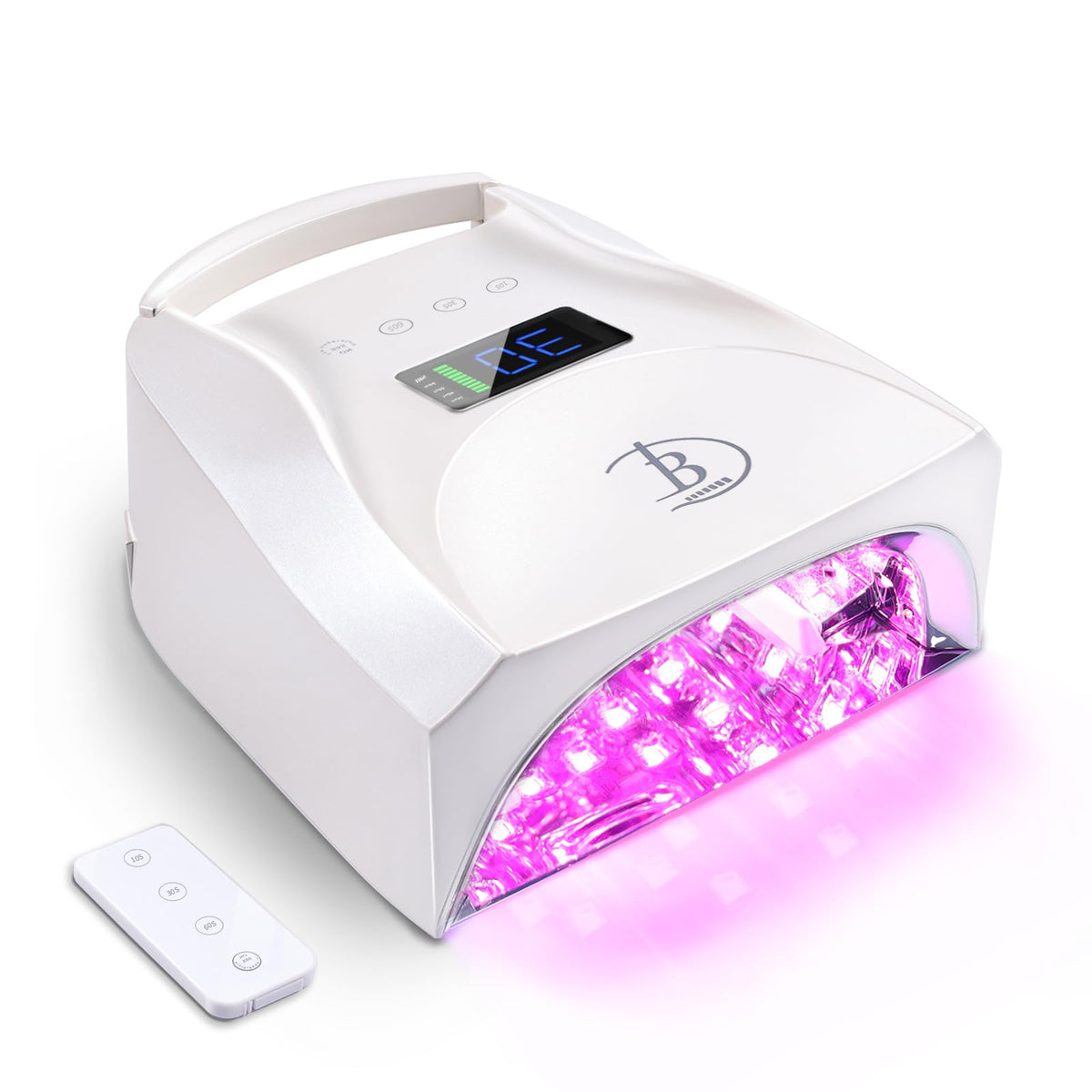 BIDUO 96W Cordless Nail Lamp, Pearl White Nail Dryer with Remote Control,Auto Sensor,Reflective Magnetic Bottom,Cooling Fan & 4 Timer,Rechargeable Professional LED UV Light for Nails Gel Polish