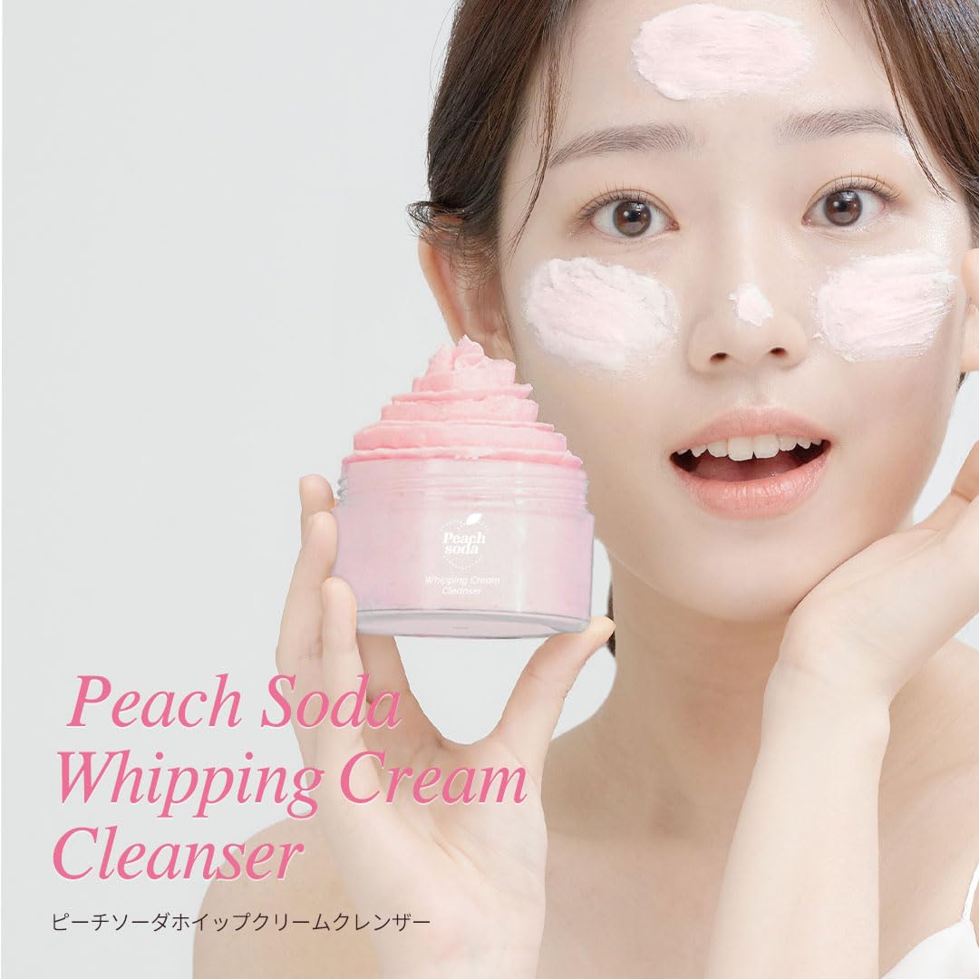 Ariul Peach Soda Whipping Cream Cleanser – 24H Moisturizing, Hydrating & Soothing, Rich Foam with Peach Extract & Natural Ingredients, Korean Skin Care, 100g / 3.38 oz