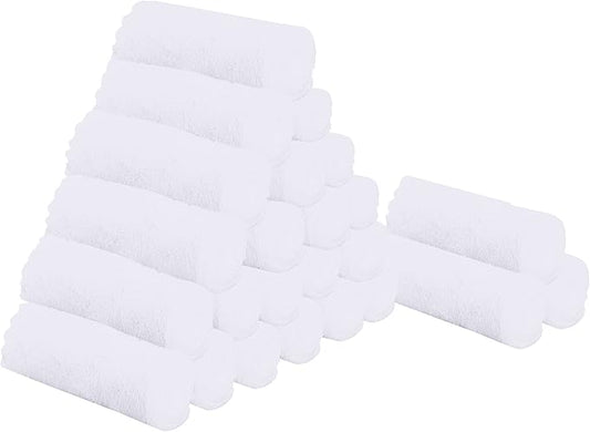 Sunny zzzZZ 24 Pack Kitchen Dishcloths - Does Not Shed Fluff - Reusable Dish Towels, Dish Cloths, Super Absorbent Coral Fleece Cleaning Cloths, Nonstick Oil Washable Fast Drying, 10 x 10 Inch (White)
