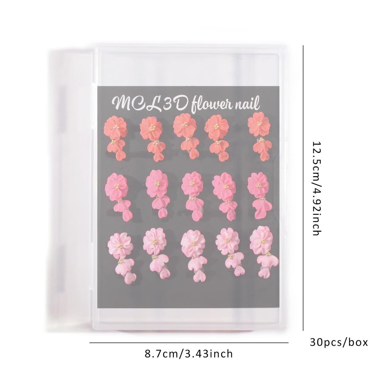 BAIYIYI 30PCS Handmade Acrylic Flowers Nail Art Charms Cute Y2K Summer Floral with Caviar Beads Design High-end Craved Flower Petal Nails Charms for Women Profession Nail Art Craft Jewelry