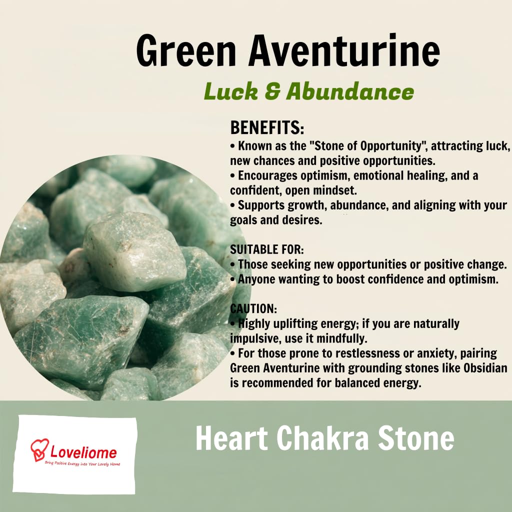 Loveliome 4 Pcs Natural Green Aventurine Love Heart Palm Stone Reiki Balancing Worry Stone(1 Inch)