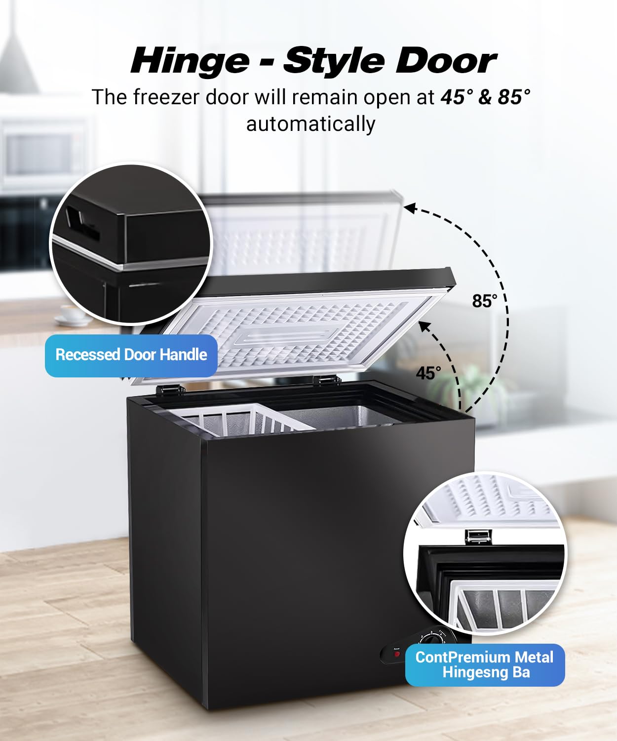 Chest Freezer 7.0 Cu.Ft Compact Chest Freezers with 7 Adjustable Thermostat Top Open Door Freezer Compressor Cooling with Removable Storage Basket for Home Bar Dorm
