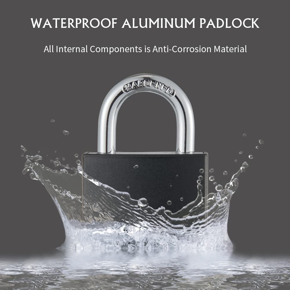 CINCINNO Covered Aluminum Padlock with Key, 8 Pack 1-9/16" Padlocks with Same Key，Key Lock for Outdoors"