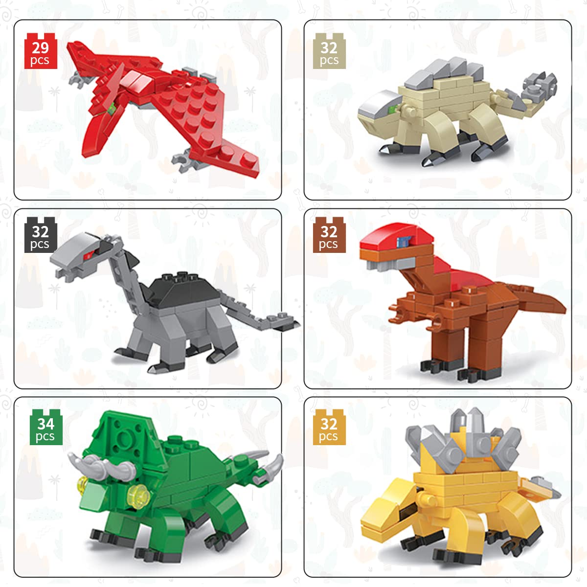 LEBOCADO Mini Building Block Sets,12 Pack Dinosaur Toys Building Blocks, 6 in 1 STEM Toys Eggs Building Sets, Party Favors for Kids Goodie Bags Prizes Birthday